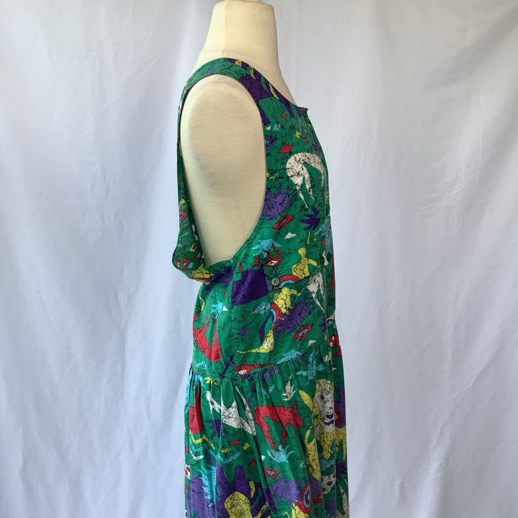 1990s Novelty Print Drop Waist Midi