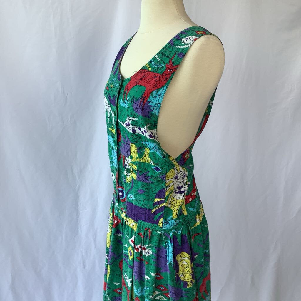 1990s Novelty Print Drop Waist Midi