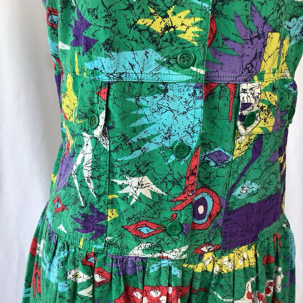 1990s Novelty Print Drop Waist Midi