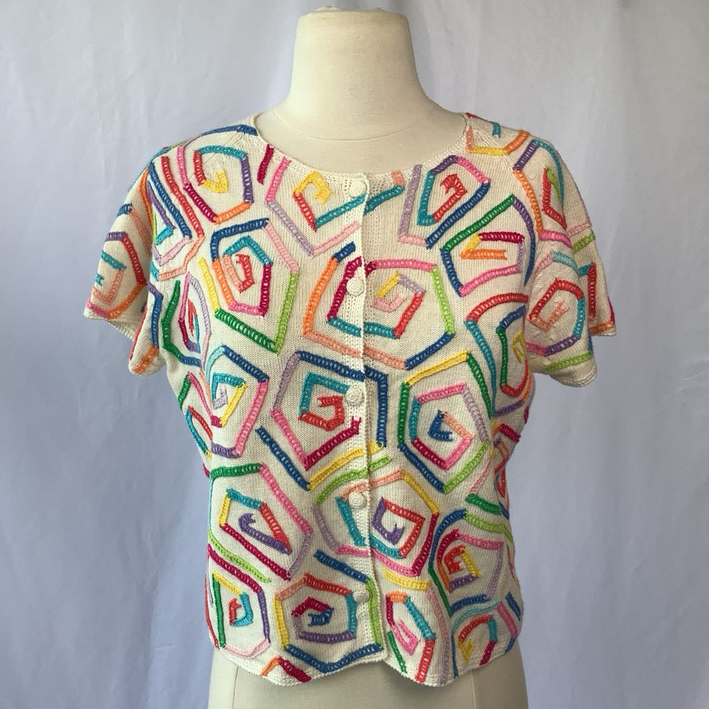 Y2K Michael Simon Rainbow Swirl Sweater Blouse