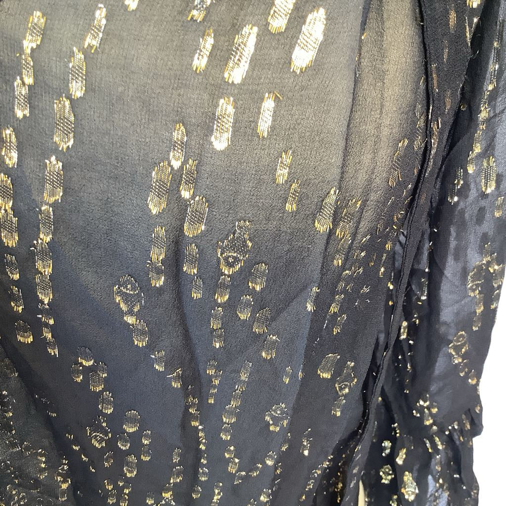 Lilli Pulitzer Sheer Metalica Blouse w/ Necktie