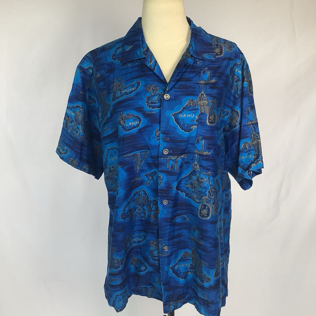 60s Royal Blue Aloha Shirt