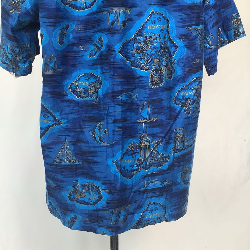 60s Royal Blue Aloha Shirt