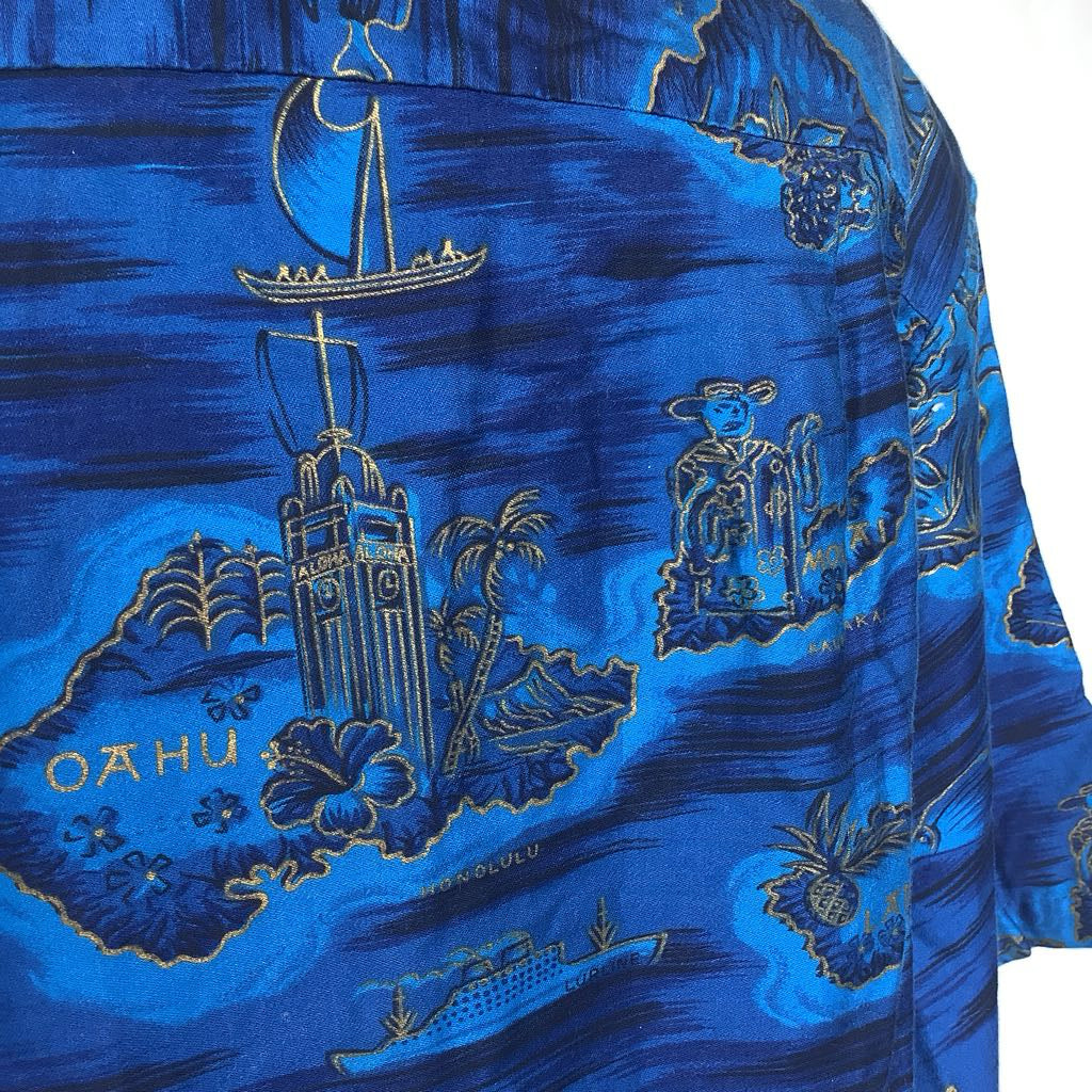 60s Royal Blue Aloha Shirt