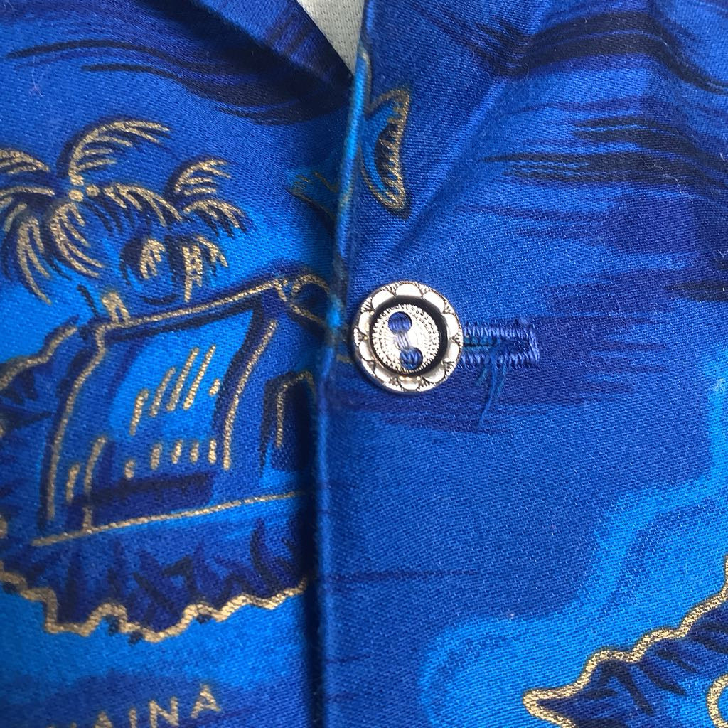 60s Royal Blue Aloha Shirt