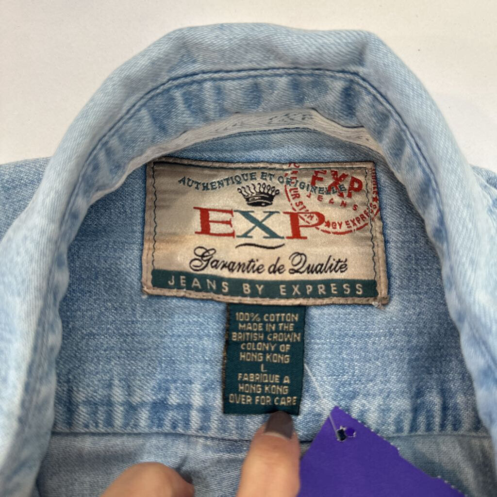 Pre 1981 Express Denim Button Down, Rare - Made in British Crown Colony of Hong Kong