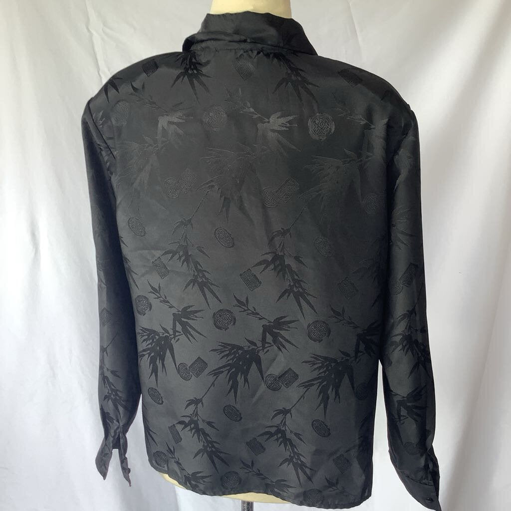 1990s Notations Black Asian Print Button Down