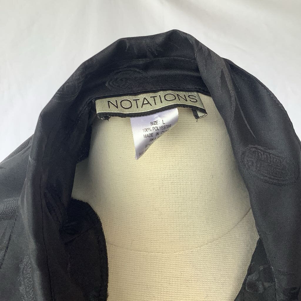 1990s Notations Black Asian Print Button Down