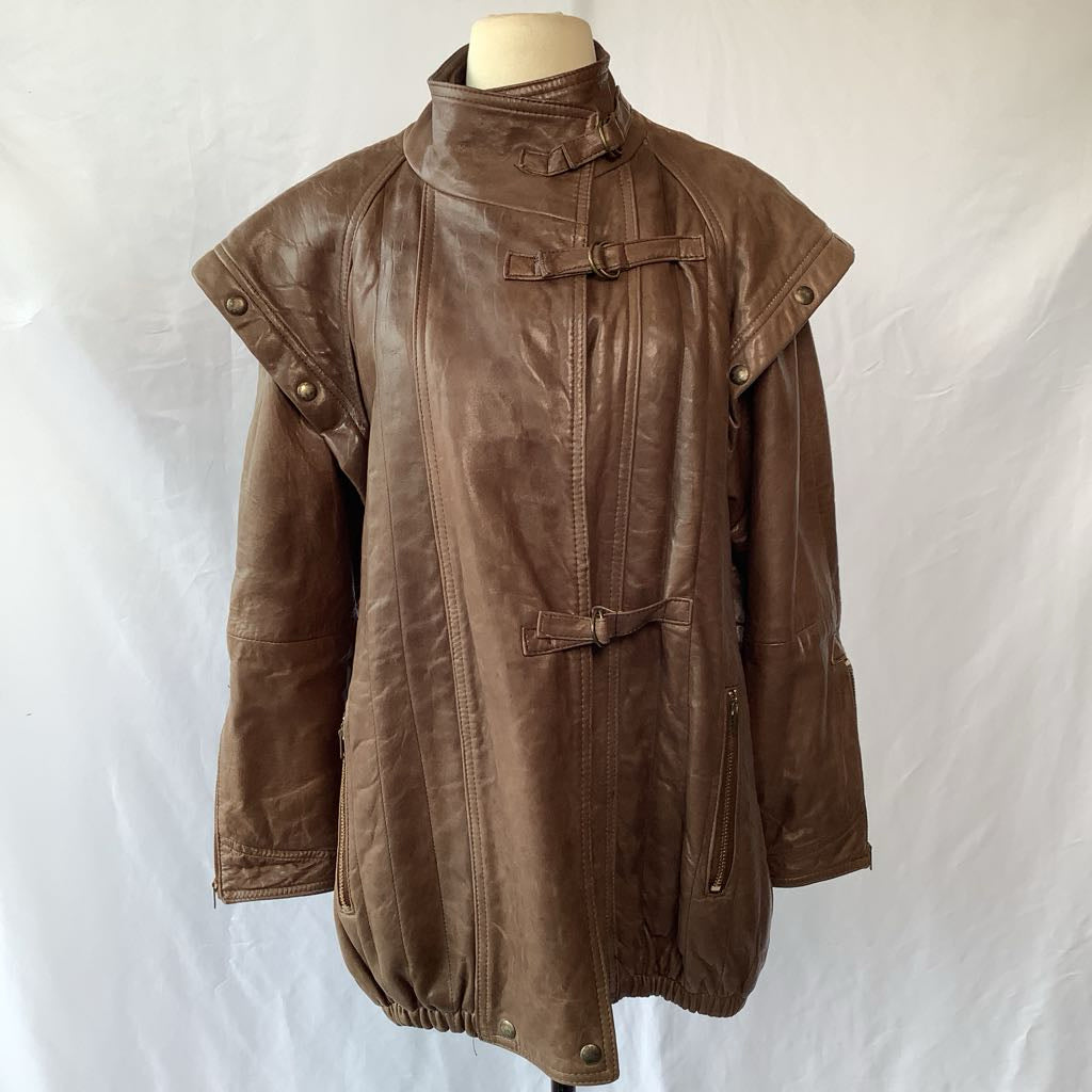Vintage 1980s Jayskins Cagnac Oversized Leather Jacket w/ Beautiful Hardware