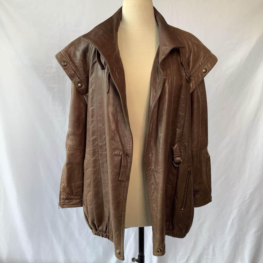 Vintage 1980s Jayskins Cagnac Oversized Leather Jacket w/ Beautiful Hardware