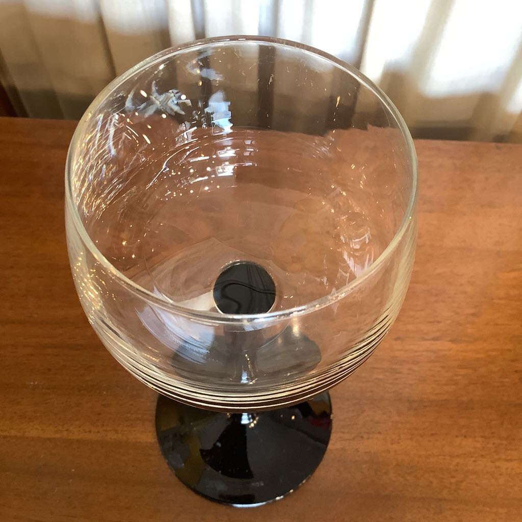 1980's Libbey Black Stem Glasses
