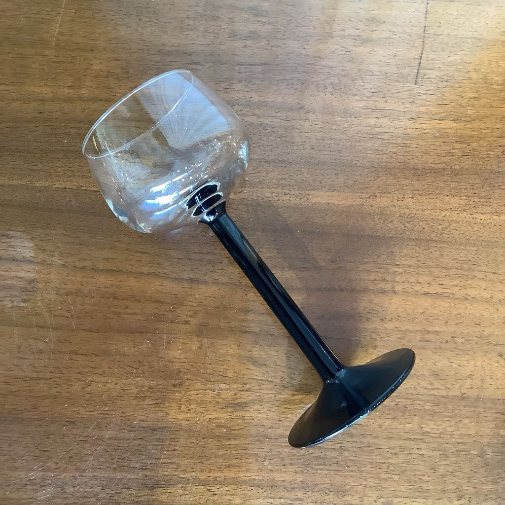 1980's Libbey Black Stem Glasses