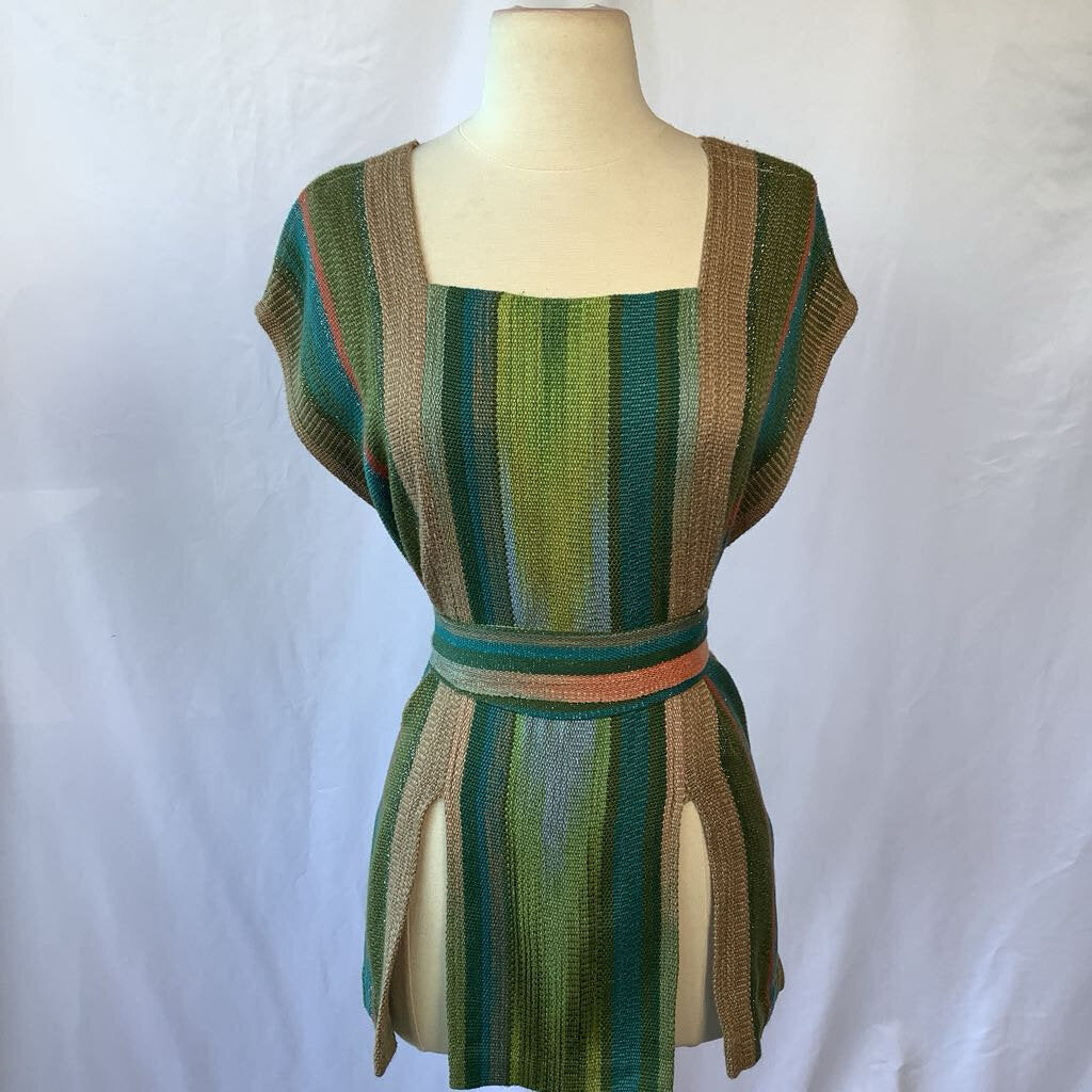 Knit Poncho with Sash