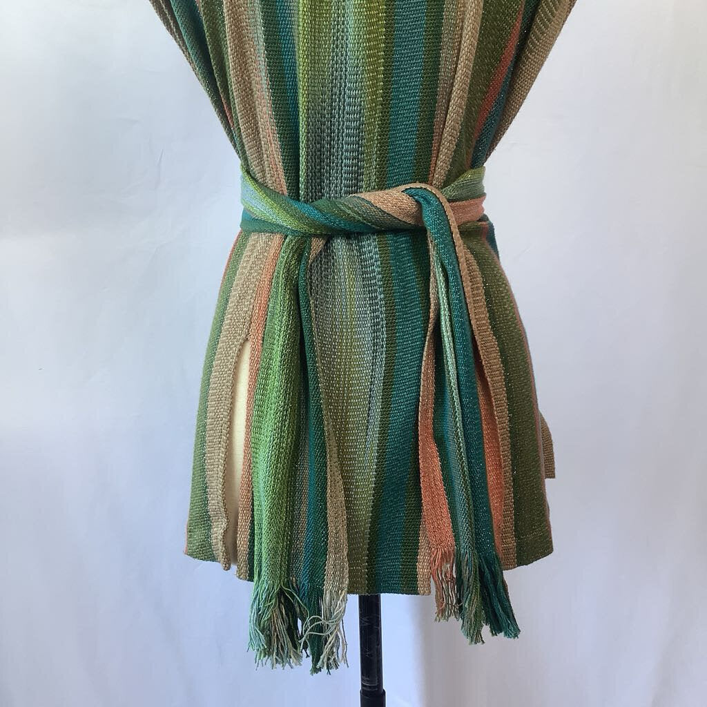 Knit Poncho with Sash