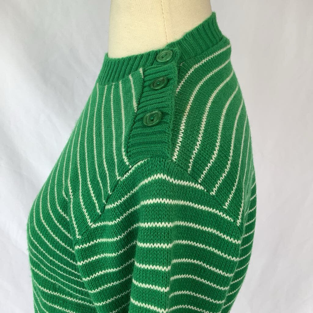 60s/70s " Kenneth Too" Green Striped Sweater