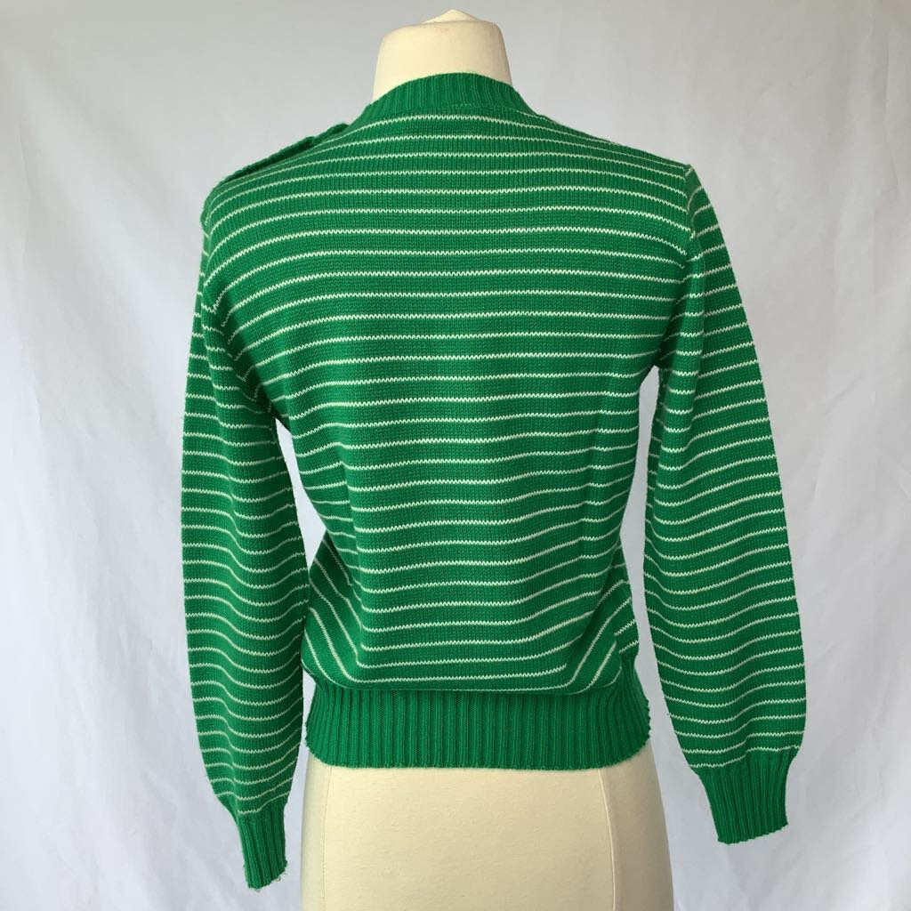 60s/70s " Kenneth Too" Green Striped Sweater