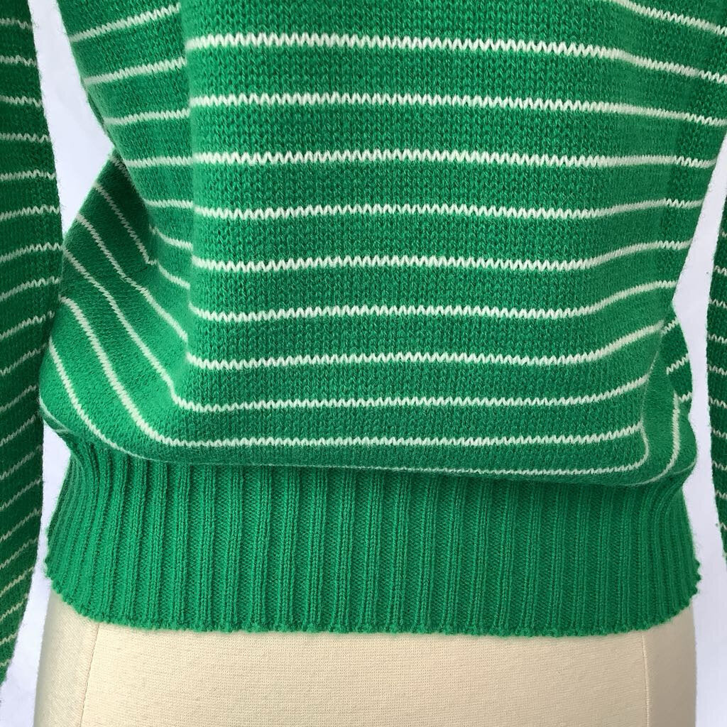 60s/70s " Kenneth Too" Green Striped Sweater