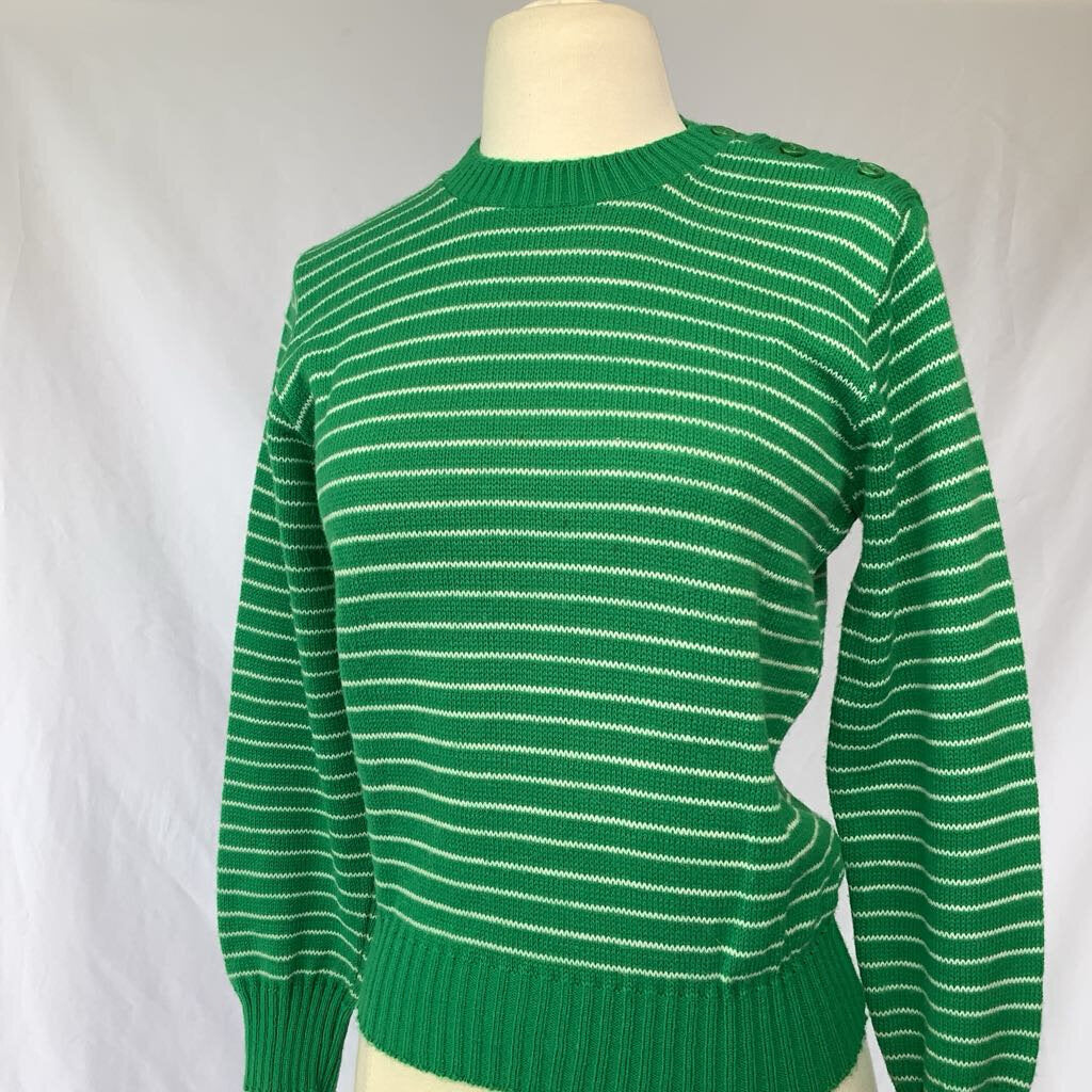 60s/70s " Kenneth Too" Green Striped Sweater