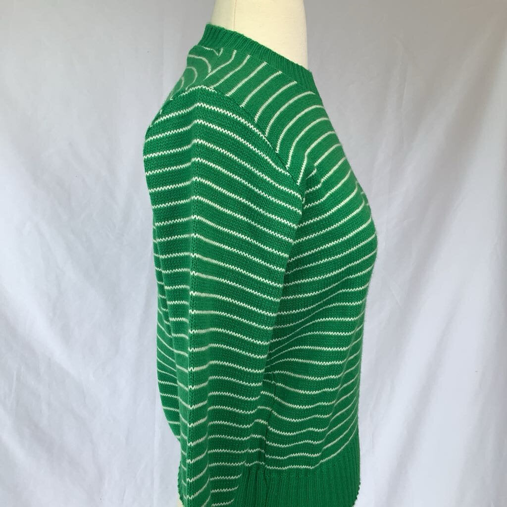 60s/70s " Kenneth Too" Green Striped Sweater
