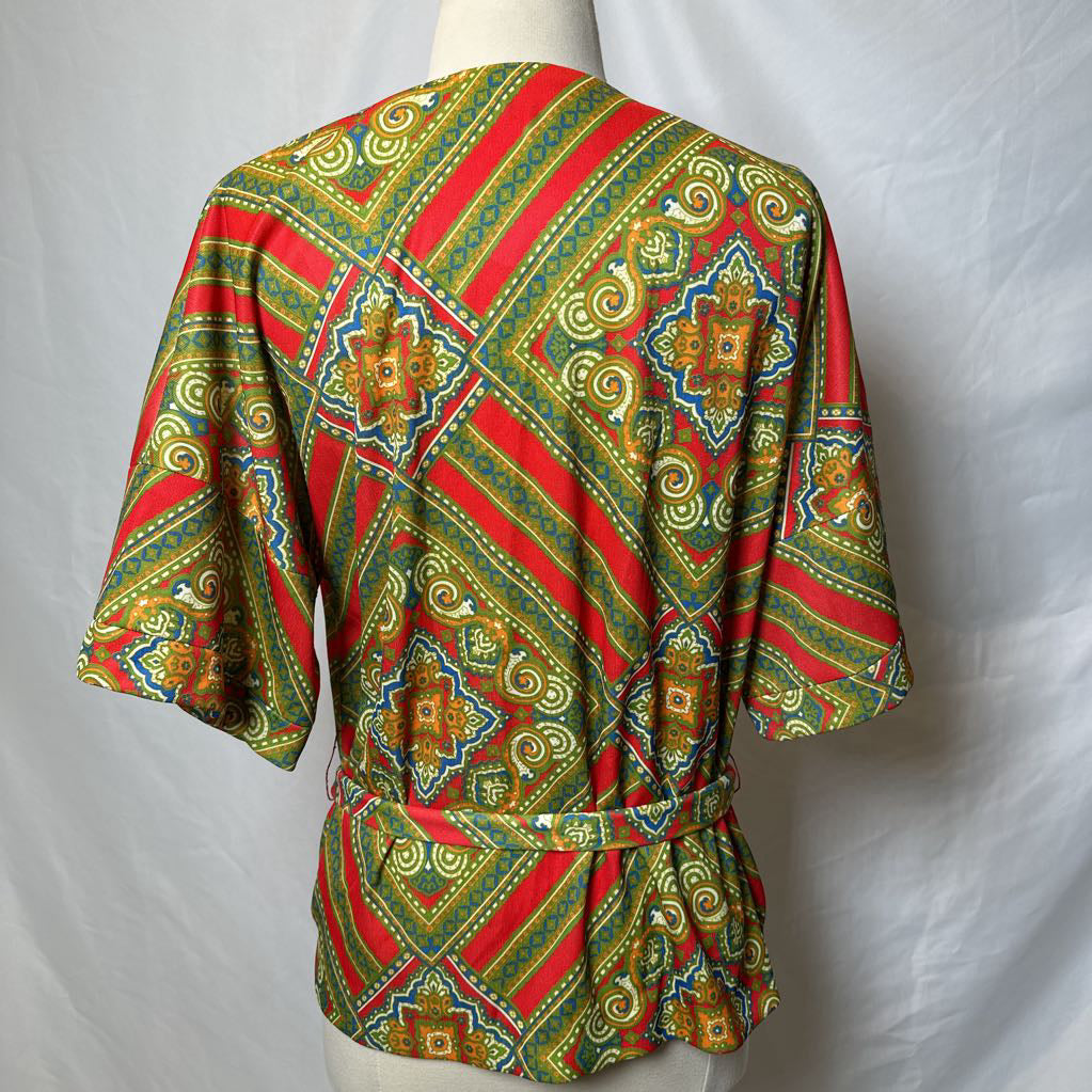 70s Kimono Style Wrap Shirt