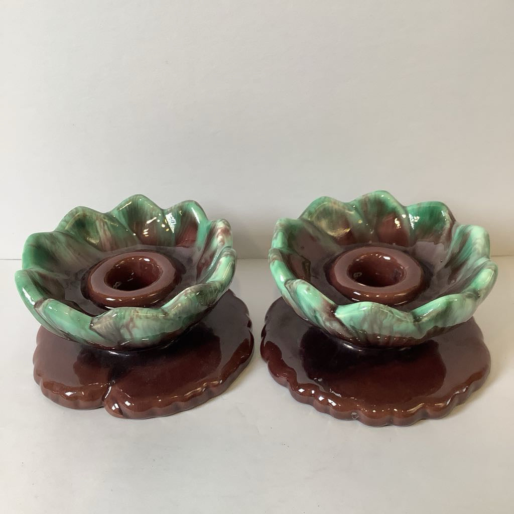 Vintage Haeger Lotus Candle Holders