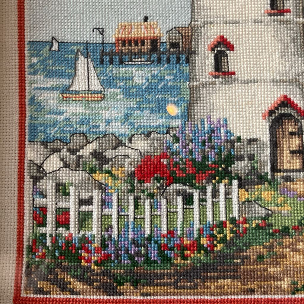 Vintage Lighthouse Needlepoint Art
