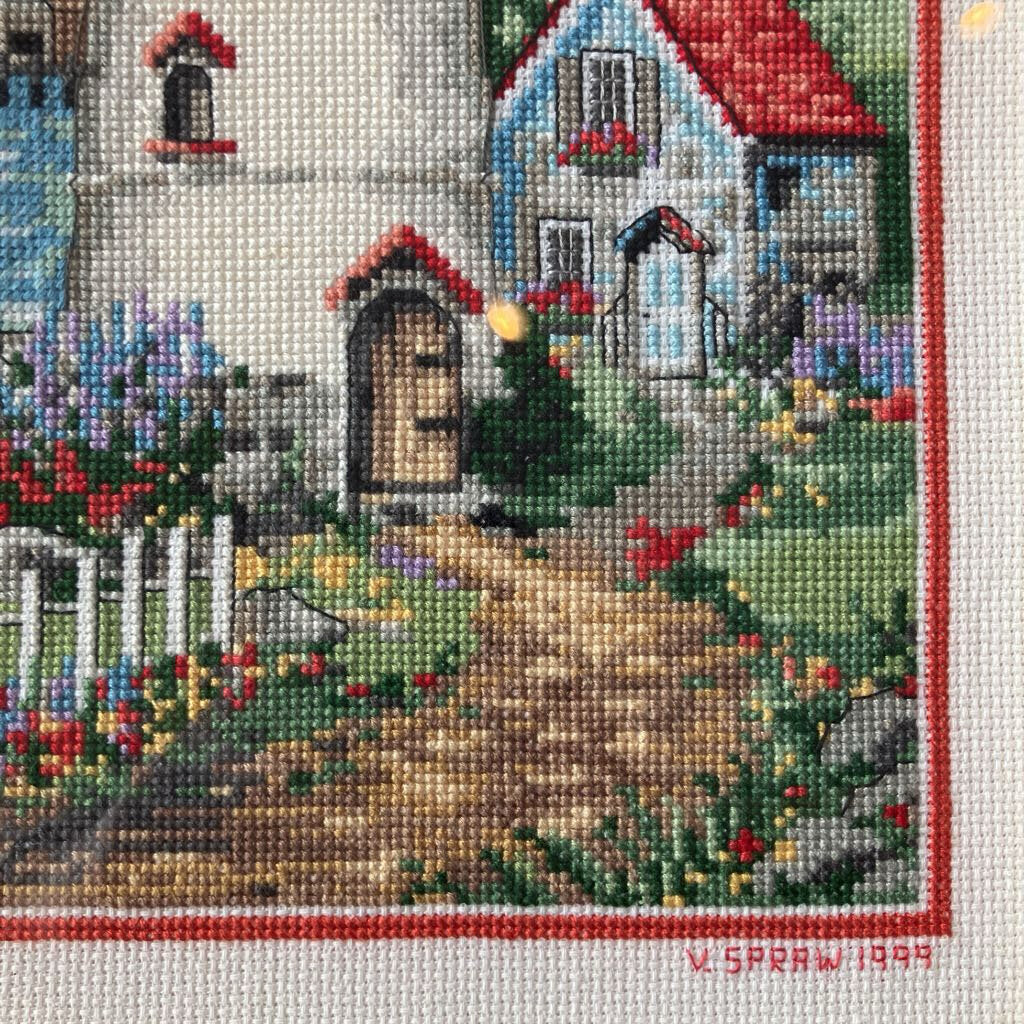 Vintage Lighthouse Needlepoint Art