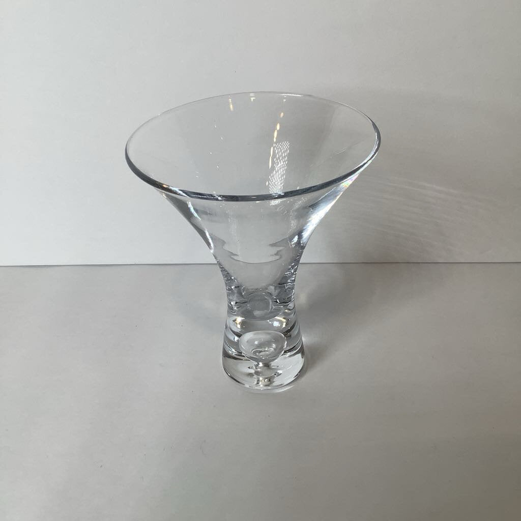 Mid Century Modern Martini Set of Blown Glass w/ Flared Rim & Controlled Bubble at Base