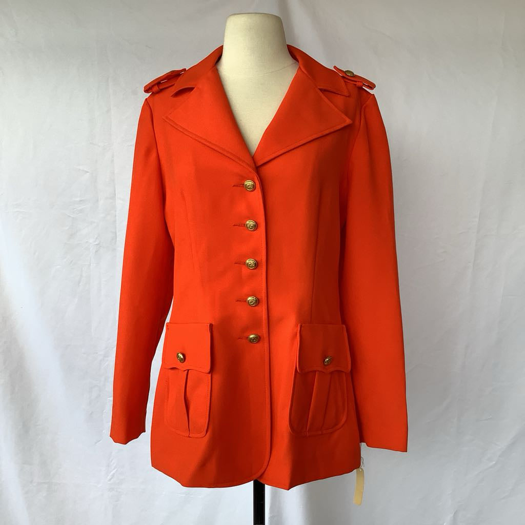 1960s Orange Military Style Blazer, Deadstock Original Tags Attached