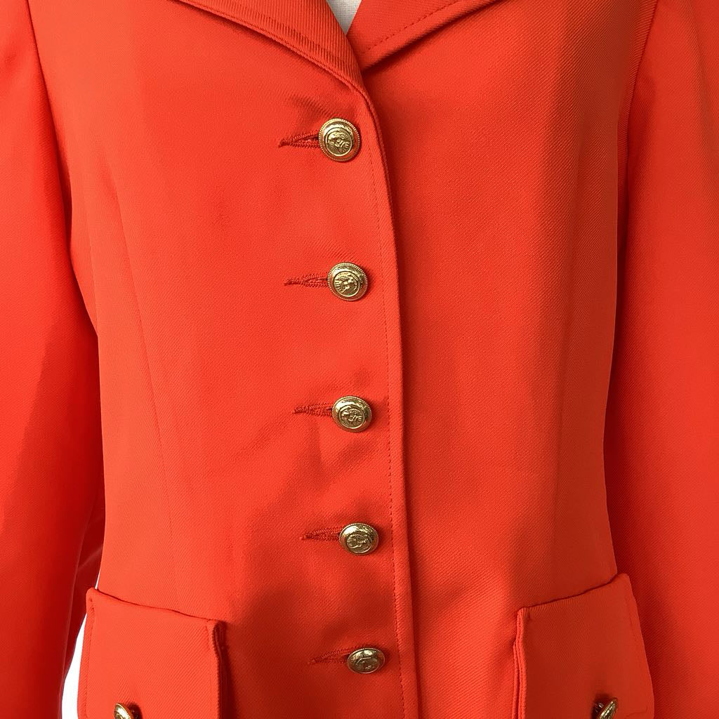1960s Orange Military Style Blazer, Deadstock Original Tags Attached