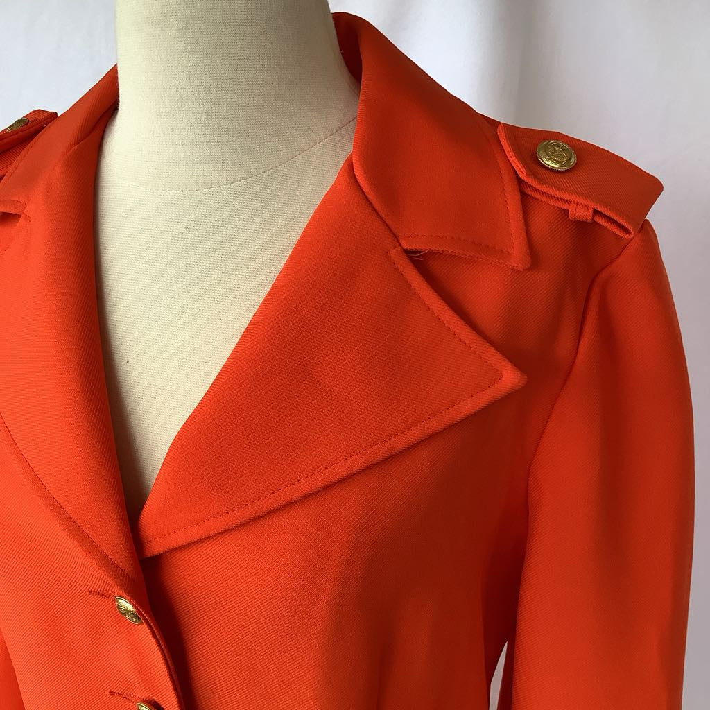 1960s Orange Military Style Blazer, Deadstock Original Tags Attached