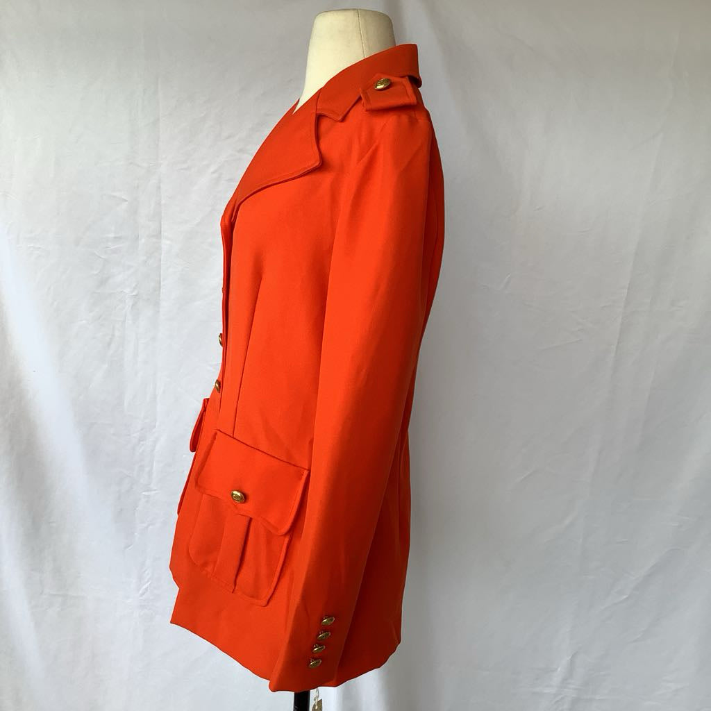 1960s Orange Military Style Blazer, Deadstock Original Tags Attached