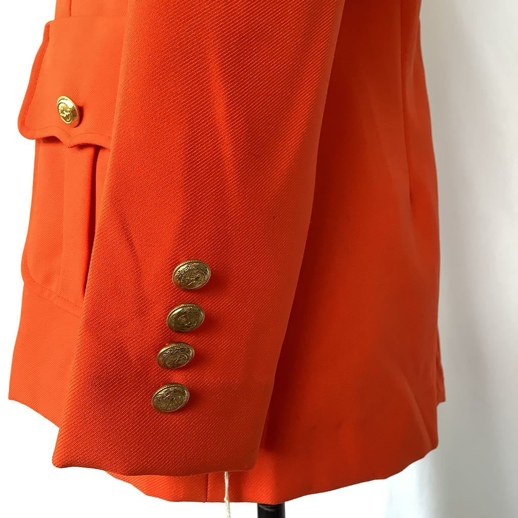 1960s Orange Military Style Blazer, Deadstock Original Tags Attached