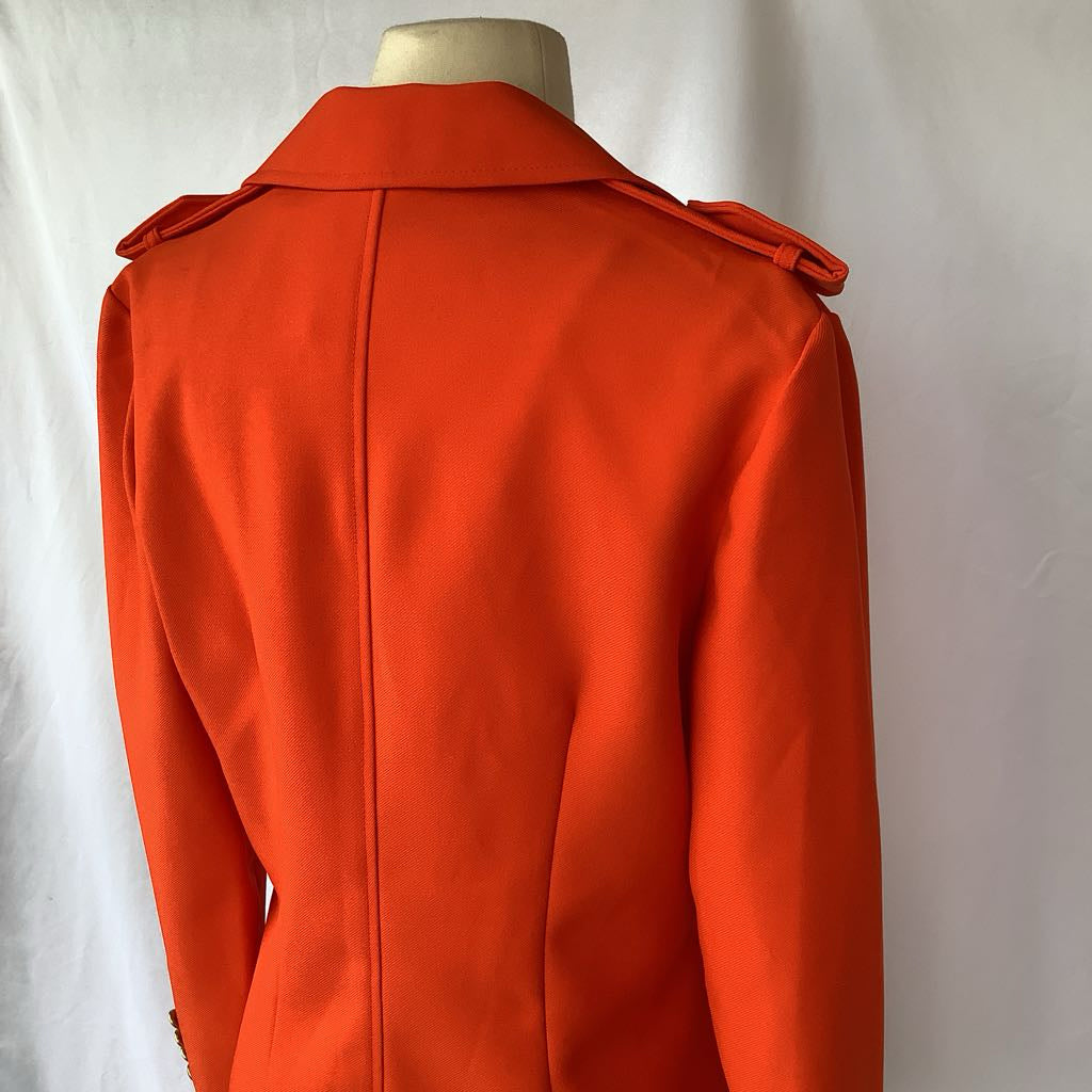 1960s Orange Military Style Blazer, Deadstock Original Tags Attached