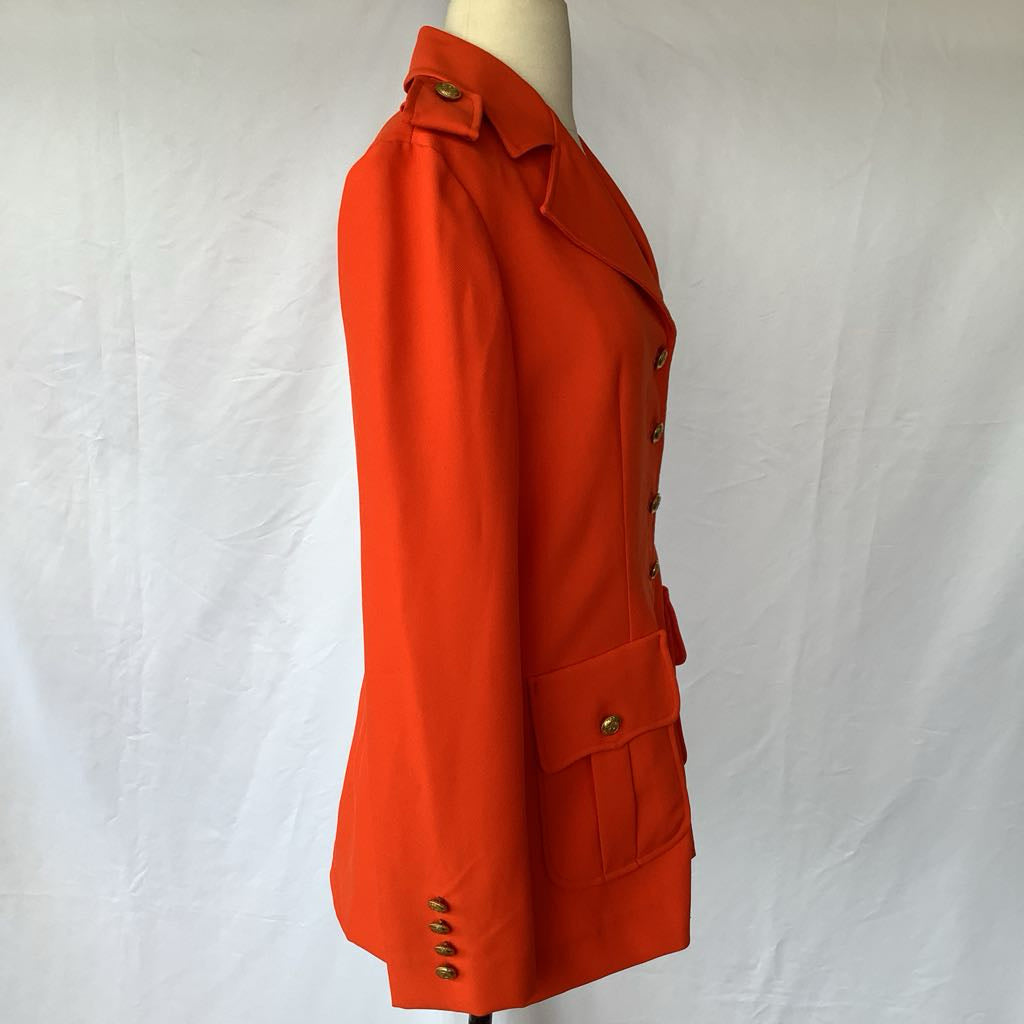 1960s Orange Military Style Blazer, Deadstock Original Tags Attached