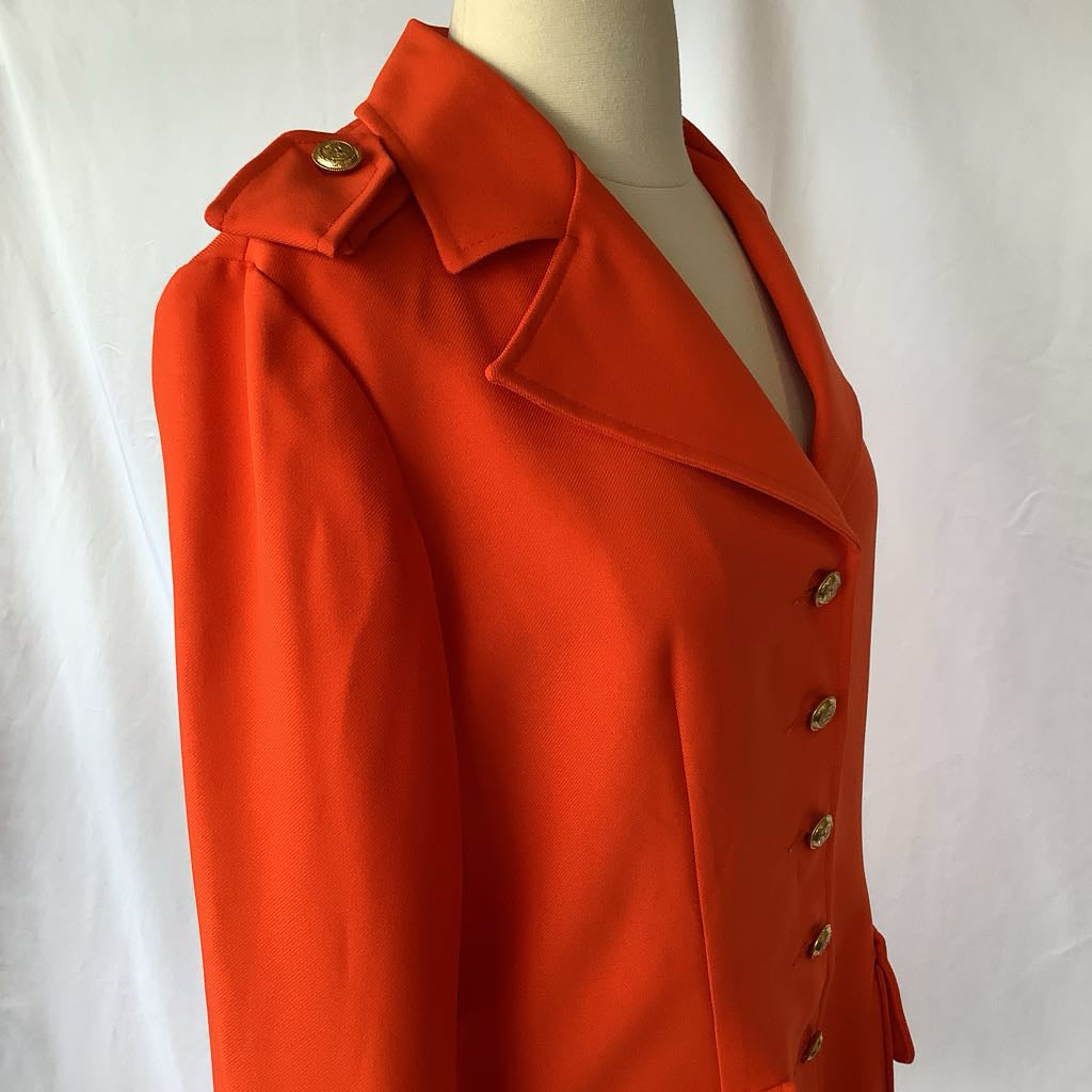 1960s Orange Military Style Blazer, Deadstock Original Tags Attached
