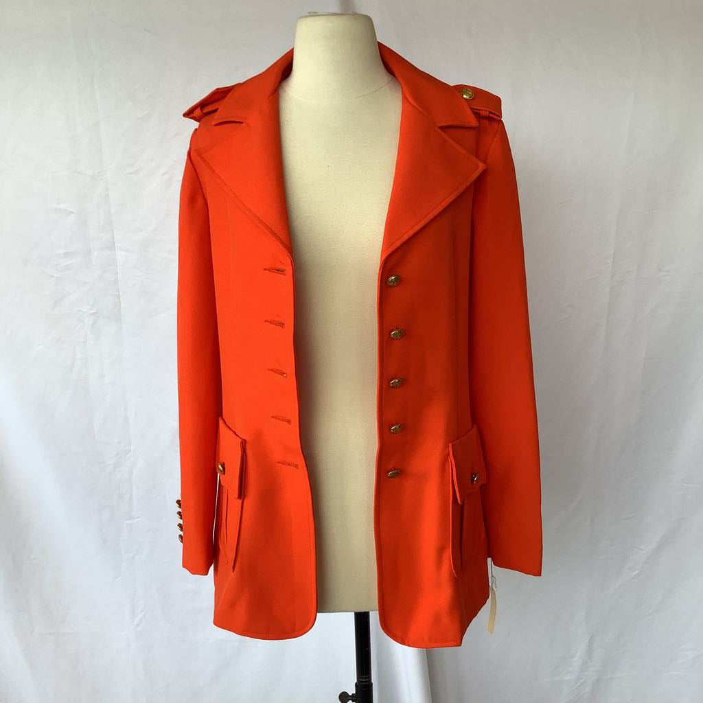 1960s Orange Military Style Blazer, Deadstock Original Tags Attached