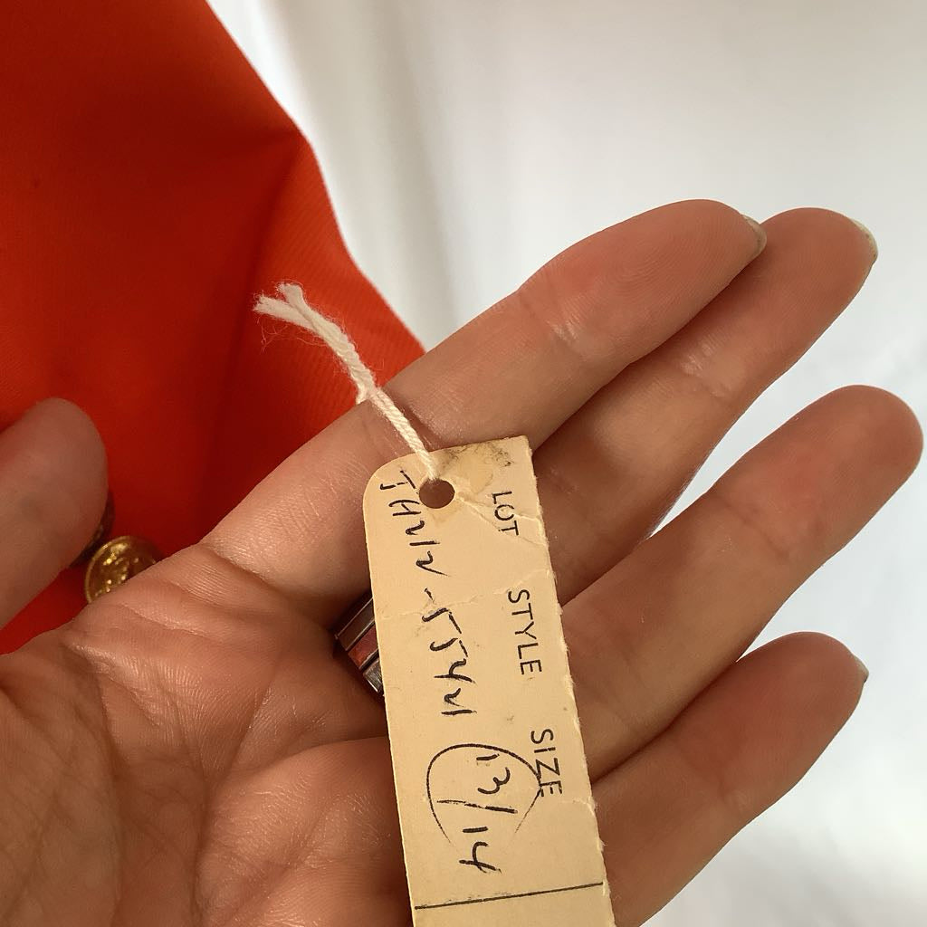 1960s Orange Military Style Blazer, Deadstock Original Tags Attached