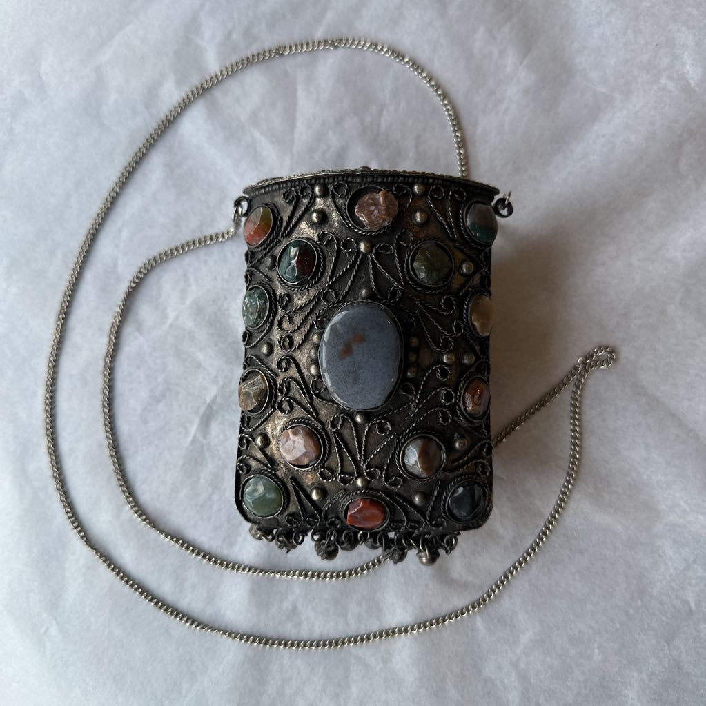 Vintage Metal Sajai Purse w/ Agate Stones