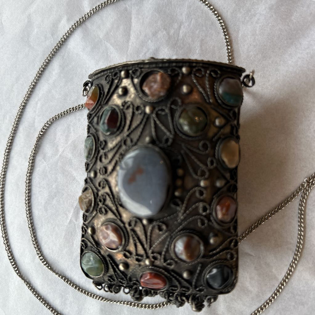 Vintage Metal Sajai Purse w/ Agate Stones