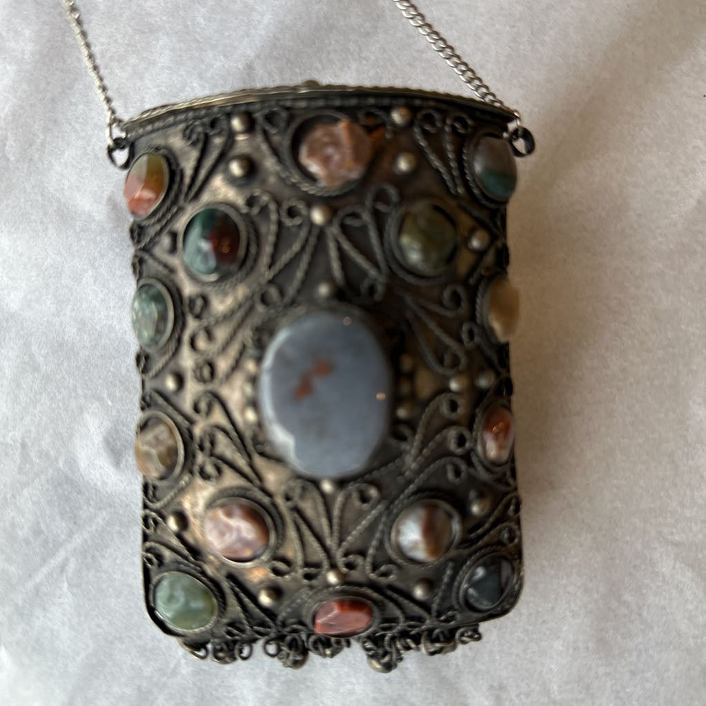 Vintage Metal Sajai Purse w/ Agate Stones