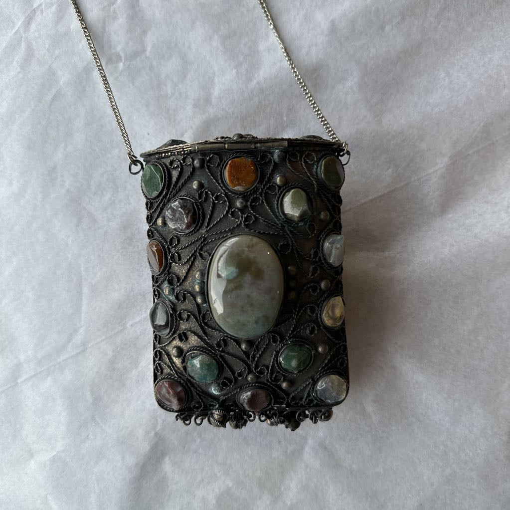 Vintage Metal Sajai Purse w/ Agate Stones