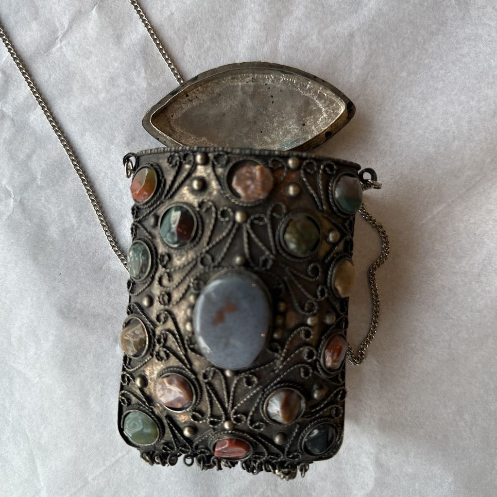Vintage Metal Sajai Purse w/ Agate Stones