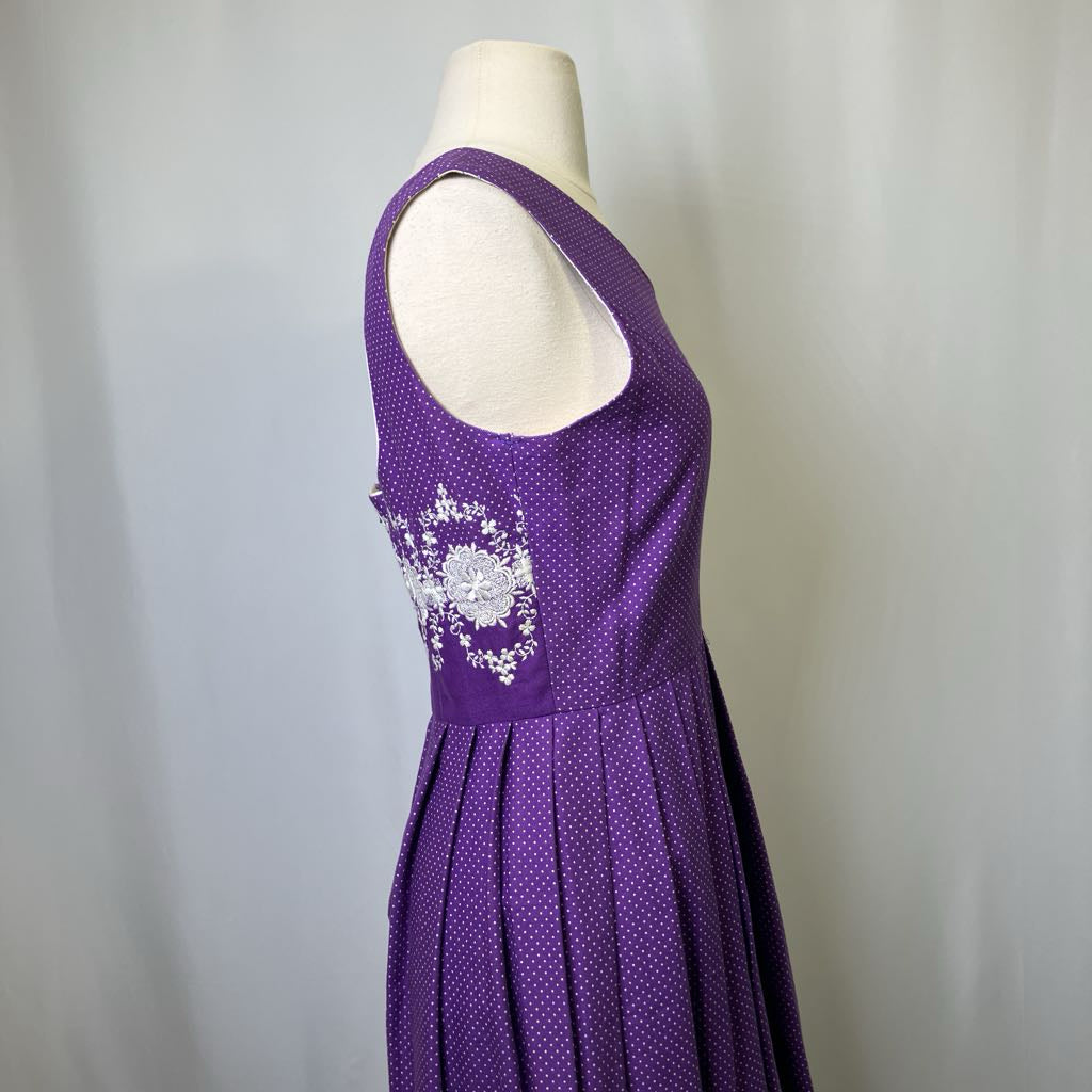 Purple Embroidered Dirndl Dress