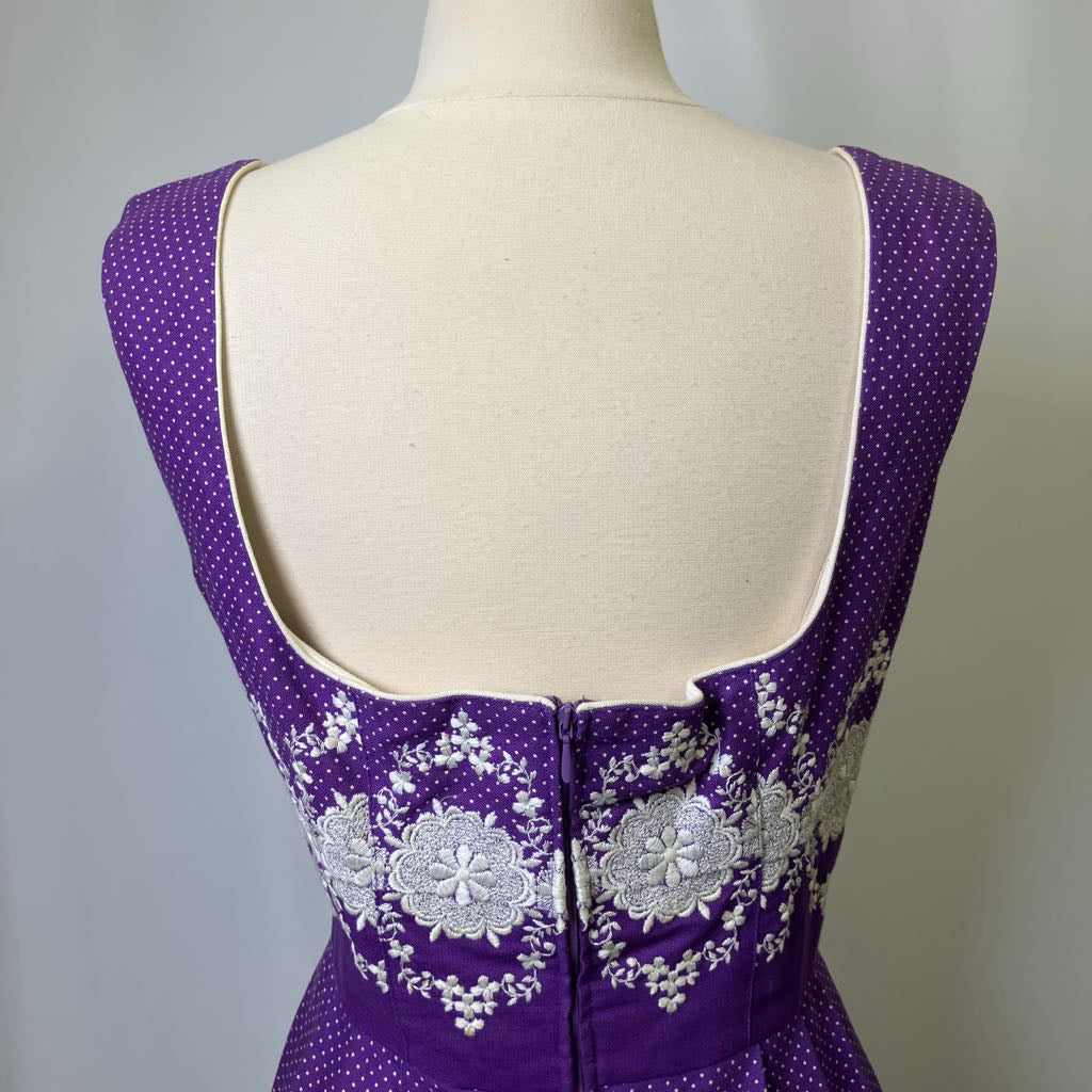 Purple Embroidered Dirndl Dress