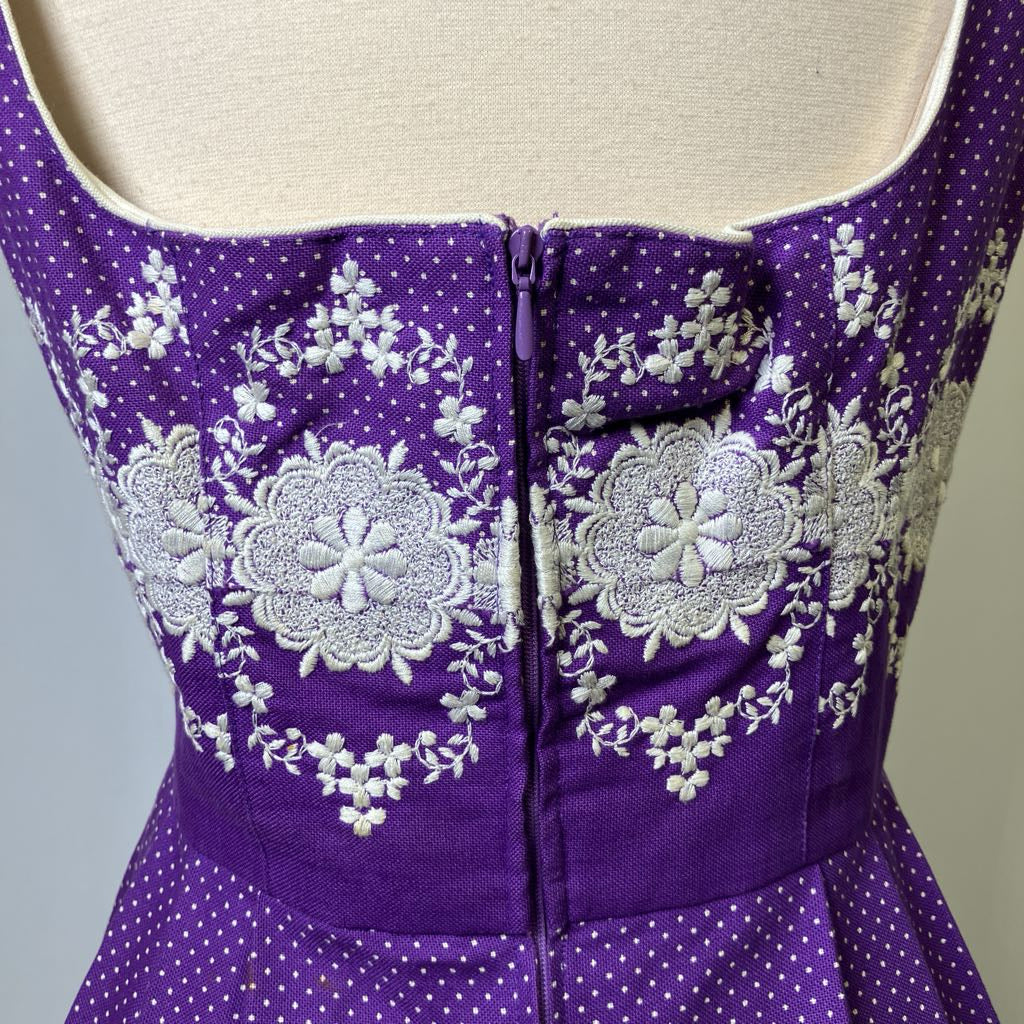 Purple Embroidered Dirndl Dress