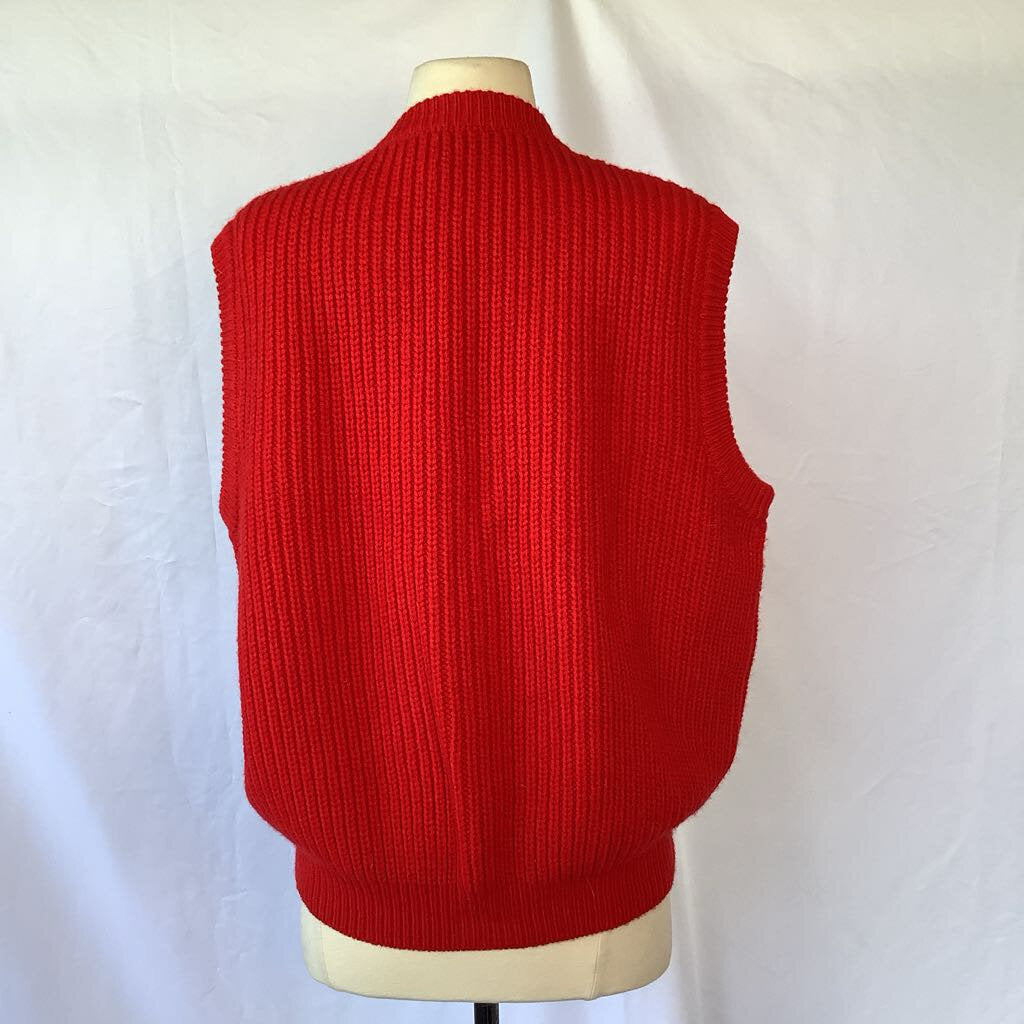 1980s Bennetton Oversized Red Sweater Vest