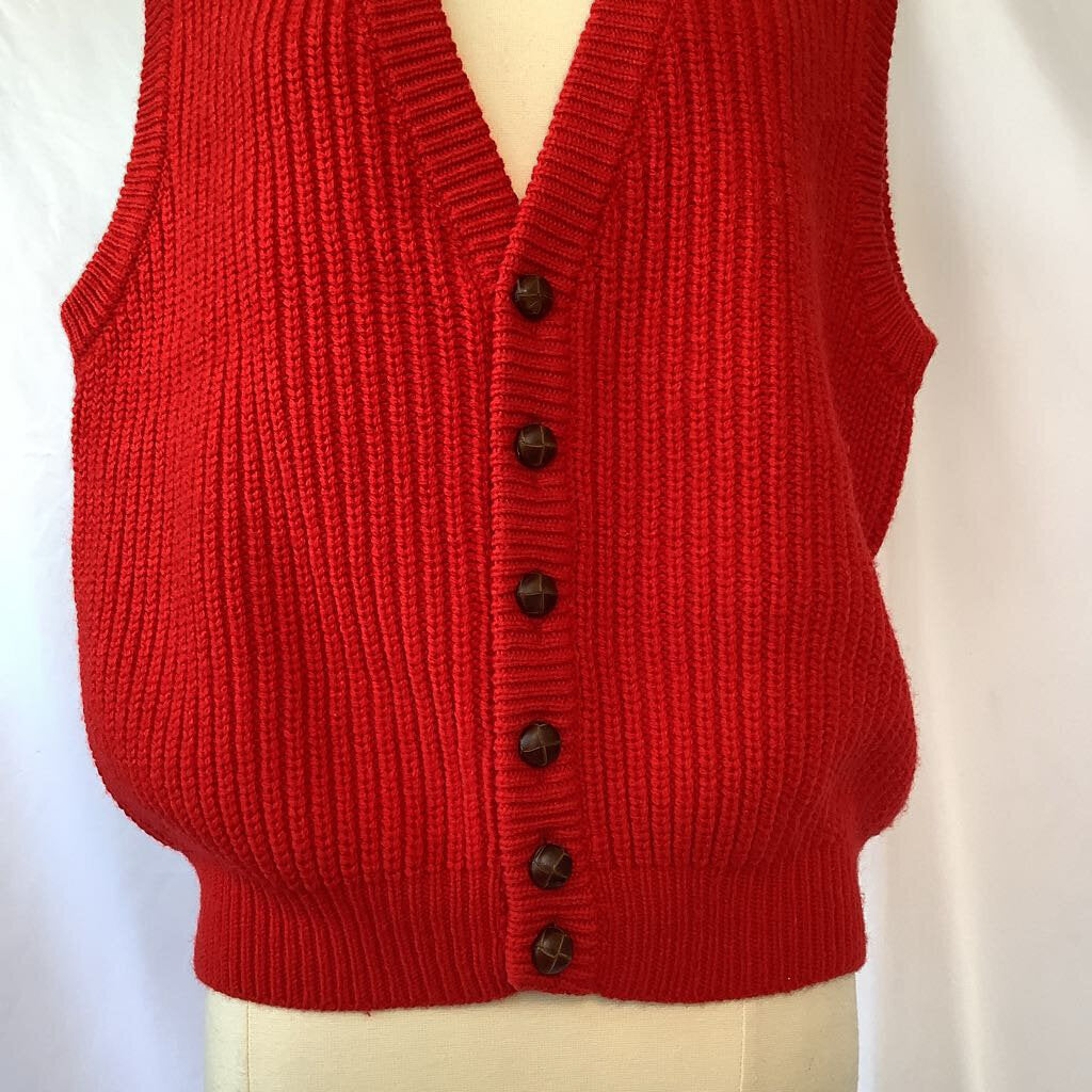 1980s Bennetton Oversized Red Sweater Vest