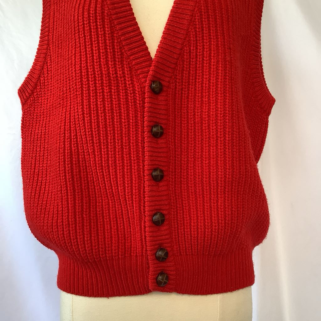 1980s Bennetton Oversized Red Sweater Vest