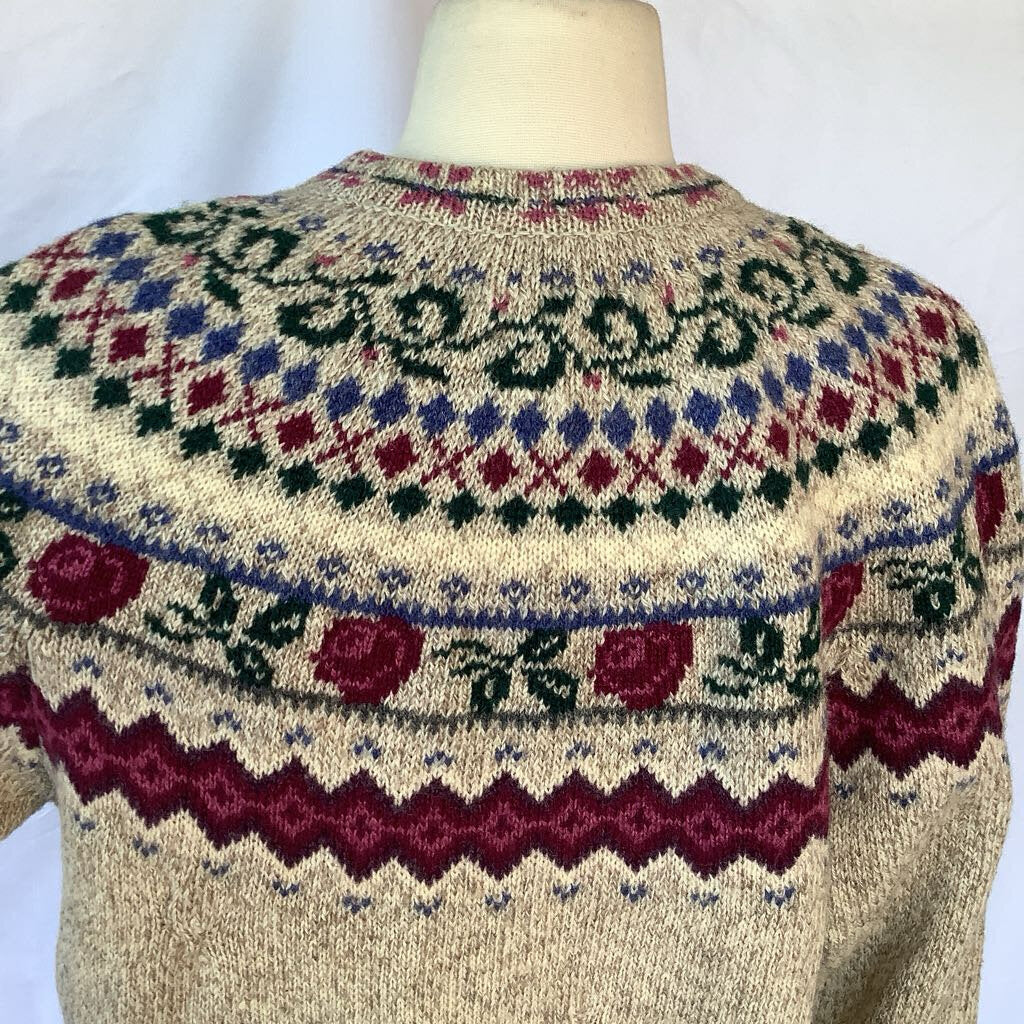 1990s Eddie Bauer Cream Floral cardigan